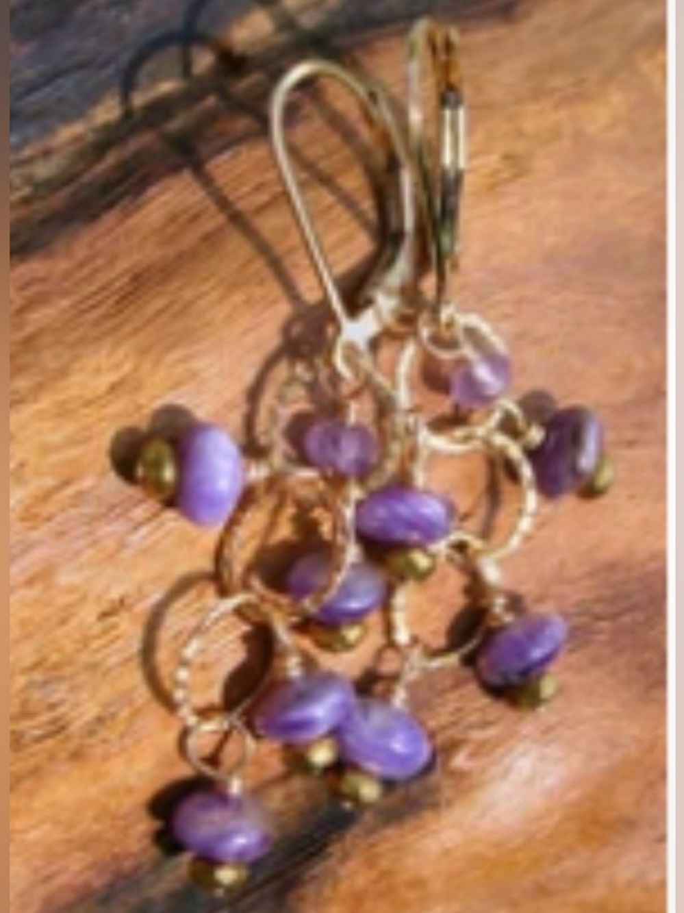 *PI*Russian CHAROITE Gold PYRITE Amethyst Leverback Earrings